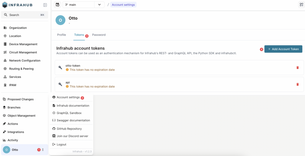 Creating, Modifying, and Deleting Data in Infrahub Using the Python SDK 1 Infrahub Python sdk - create token screenshot