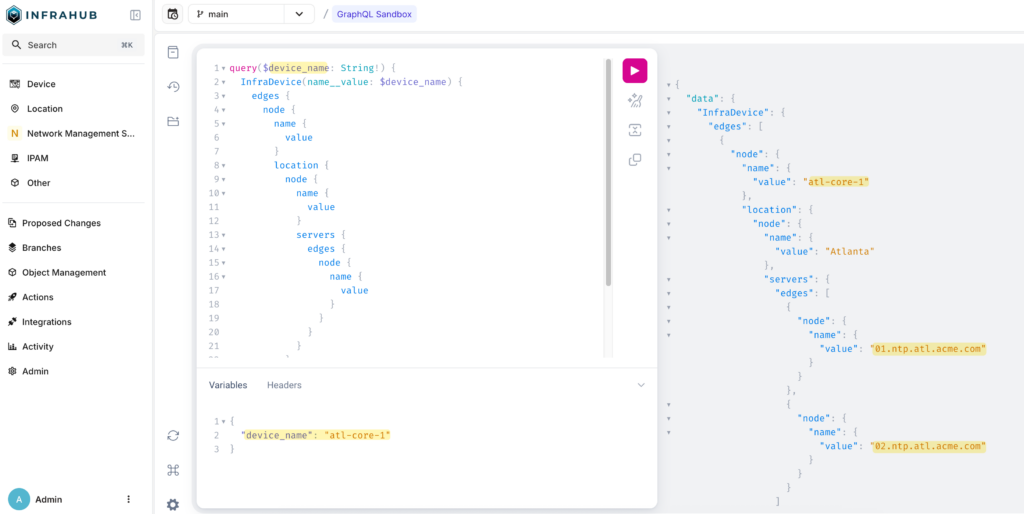 Getting Started with the Pytest Plugin for Infrahub 3 pytest GraphQL sandbox screenshot