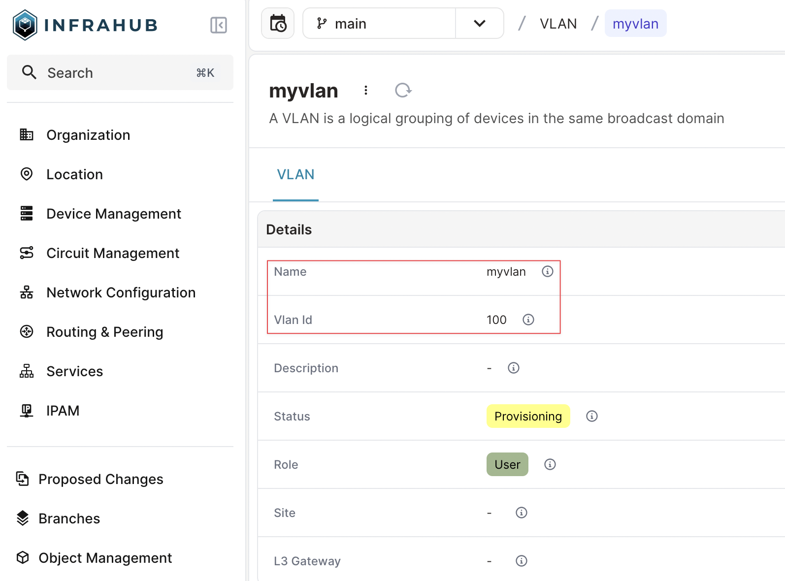 Infrahub Python sdk - create object screenshot